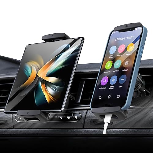 nediea Phone Holders for Your Car, Air Vent Car Phone Holder Mount for iPhone, Rotatable Tablet Holder for Car, Compatible with iPad, Z Fold 6 5