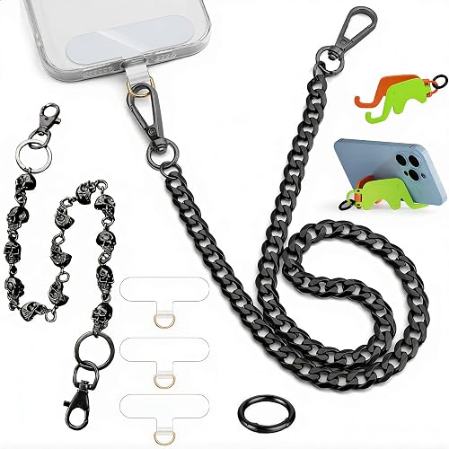2 pcs Trouser Chains for Men Women Pants Wallet Phone Pocket Chain Jean Biker Belt Lanyard Anti Theft Metal Hip Hop Punk Goth Accessories with 3 Phone