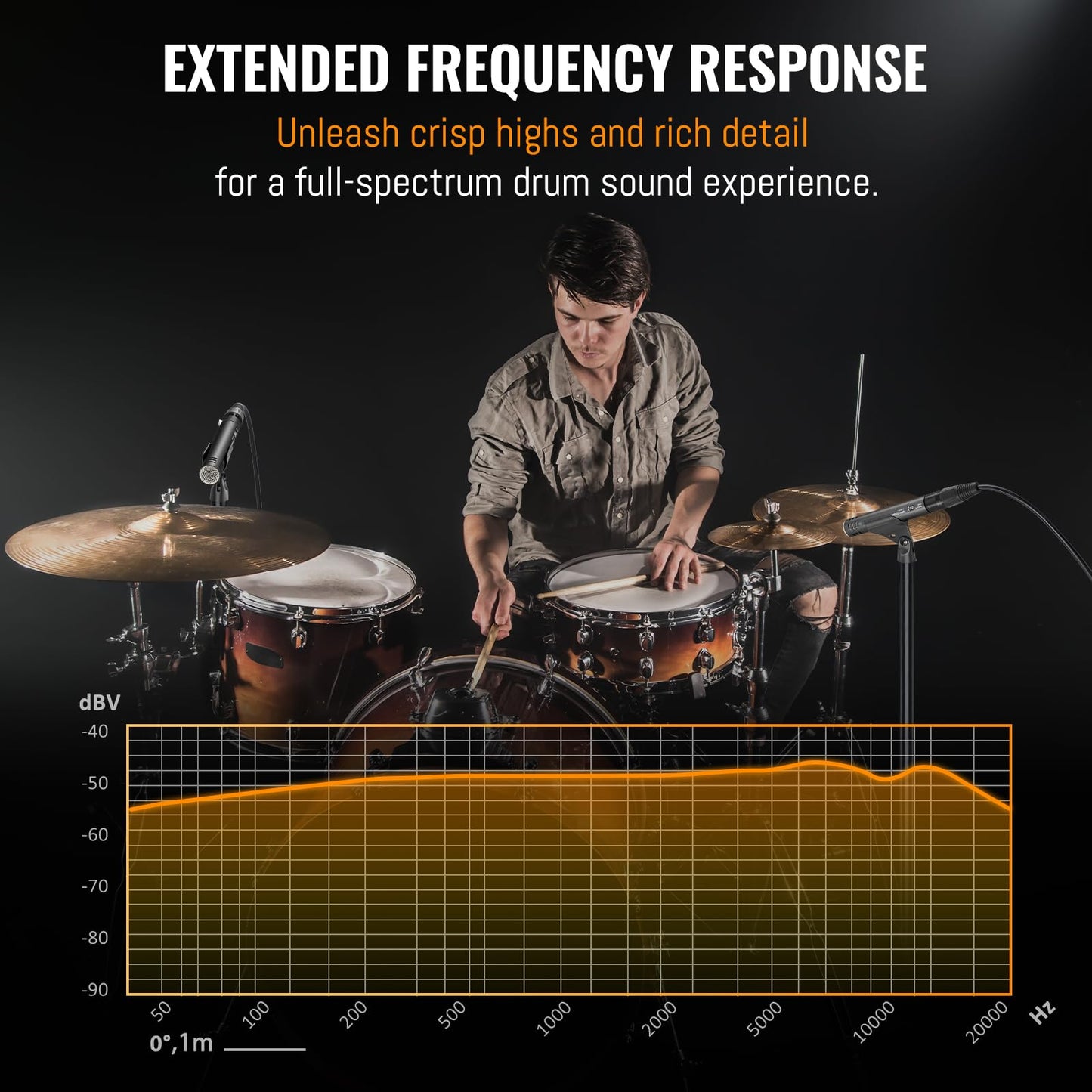 Phenyx Pro PDM35 Overhead Condenser Microphone, Cardioid Microphone with Wide Frequency Response Range, XLR Connector, Pencil Stick Condenser Mic for