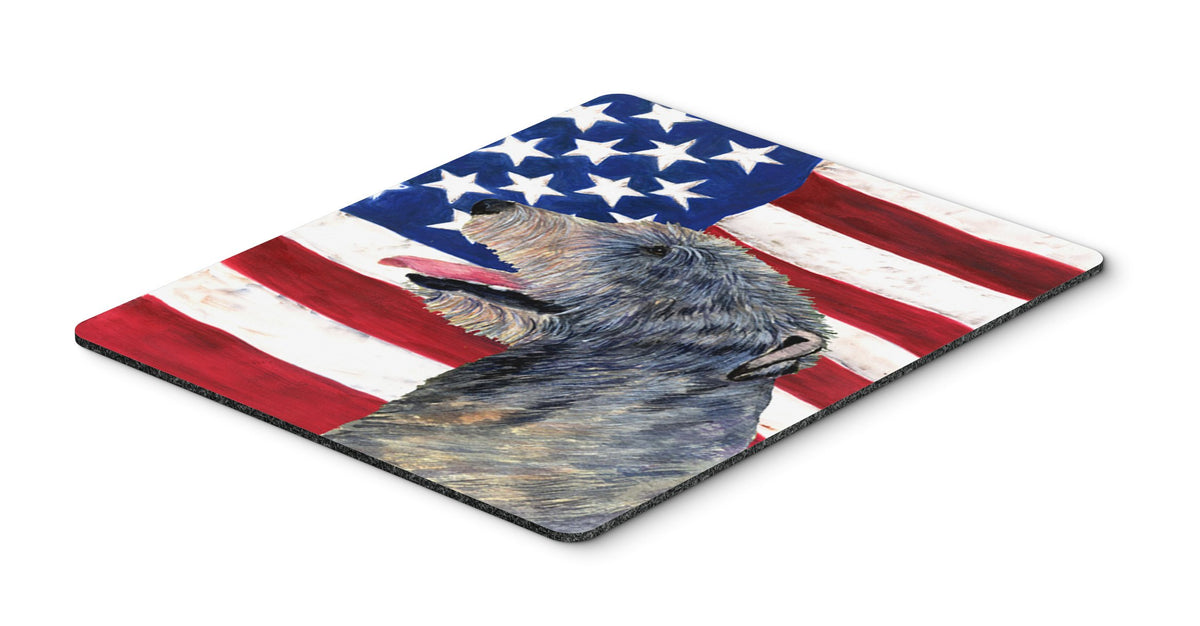 Caroline's Treasures SS4033MP USA American Flag with Irish Wolfhound Mouse Pad, Hot Pad or Trivet for Home Office Gaming Working Computers Laptop