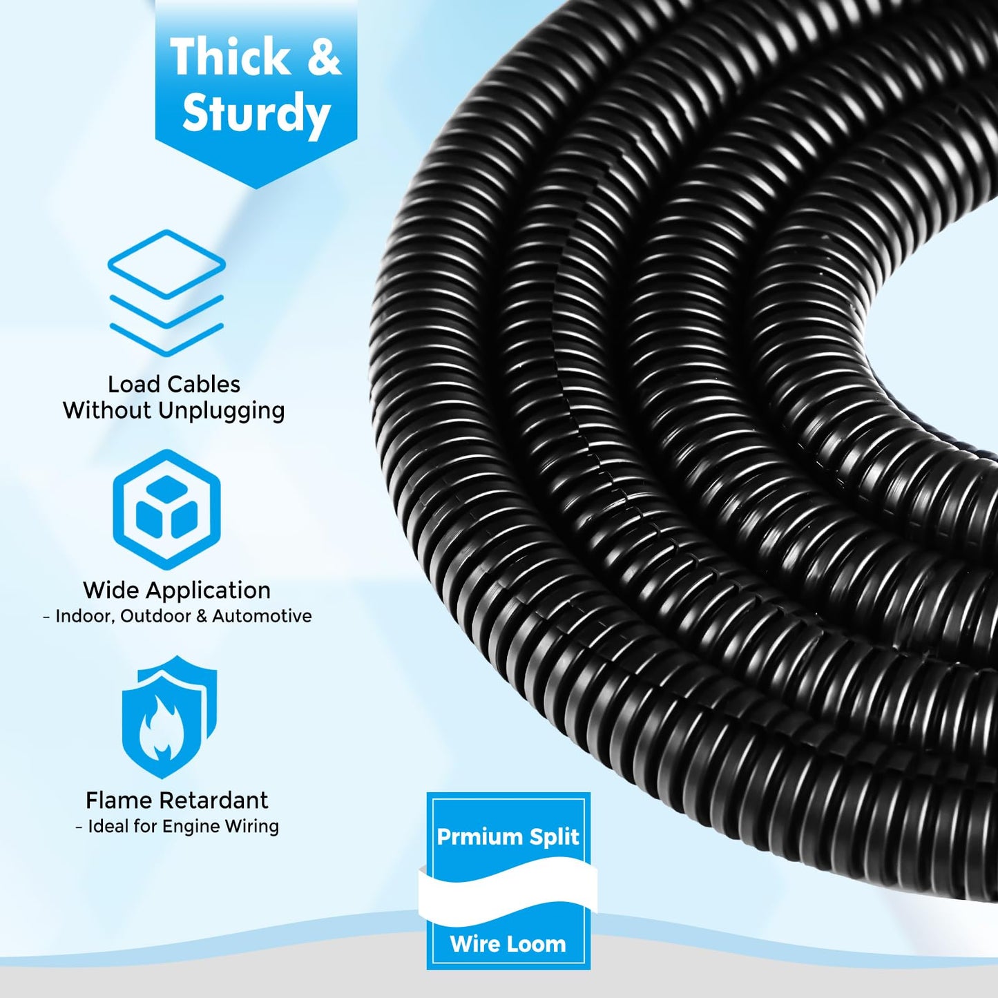Automotive Wire Loom Flame Retardant Split Wire Loom Tubing Assortment Wiring Loom Kit Plastic Cover Electrical Covering Conduit Protective Wire Wrap