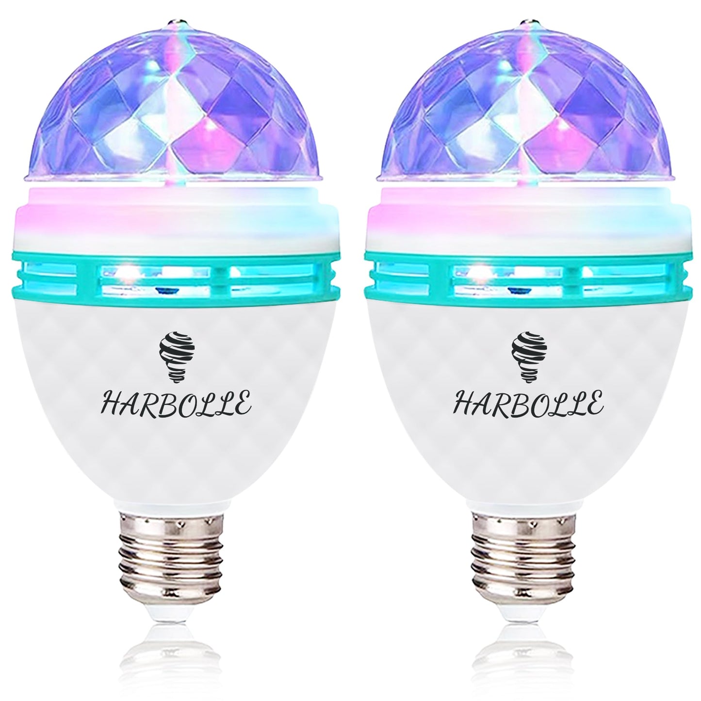 HARBOLLE 2-Pack Disco Light Bulbs Rotating for Parties