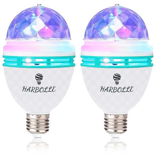 HARBOLLE 2-Pack Disco Light Bulbs Rotating for Parties
