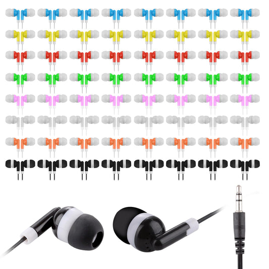 Ladont 50 Pack Bulk Kids Earbuds for Classroom, Student Wired Headphones in Ear Earbuds for School Librariy, 3.5mm Multi Colored Wholesale Earphones…