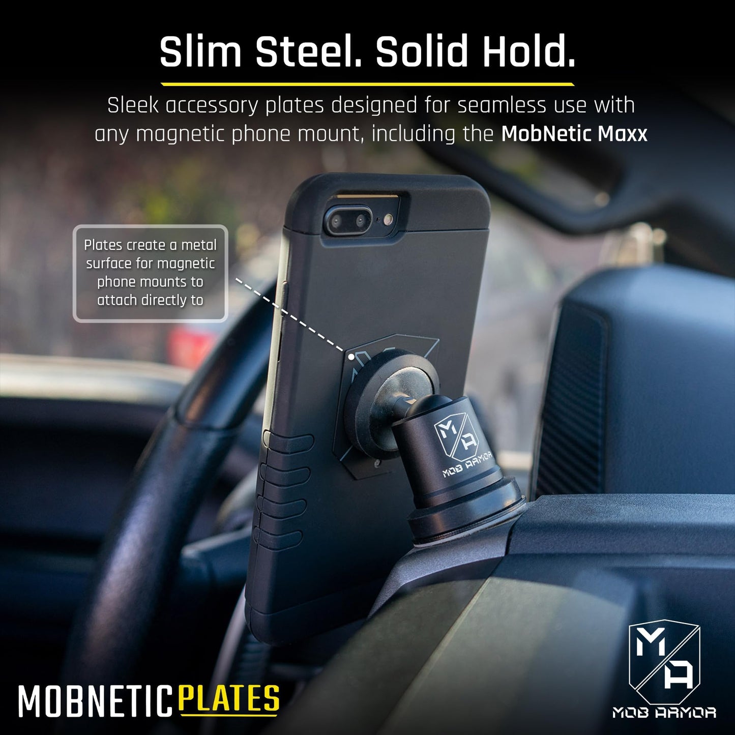 Mob Armor MobNetic Plates (2 Pack) - Compatible with Mob Magnetic Phone Mount for Car - Universal Smartphone Mounting Plates - Best Vehicle Accessory