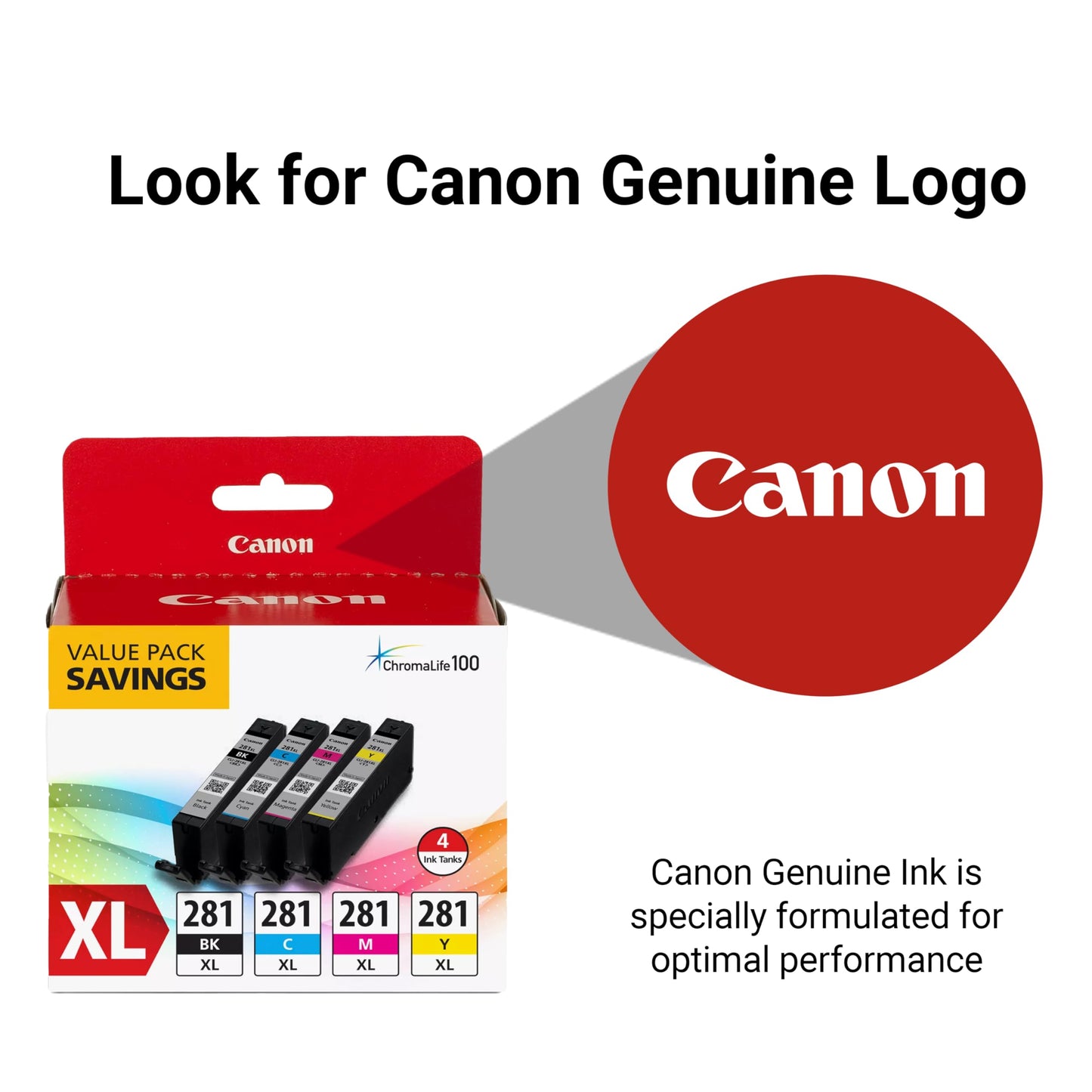 Canon CLI-281 XL Genuine BKCMY Four Color Value Pack, Compatible with TR8520, TS9120,TS8120, TS6120, TS9521C/a, TS9520/a, TS8220, TS6220, TS8320