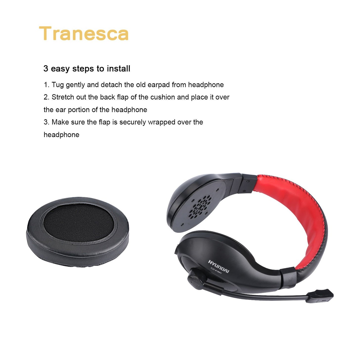 Tranesca Leather Replacement earpad/Ear Cushion/Ear Cover for ATH M50X, SteelSeries Arctis, HyperX Cloud & Alpha Big OVEREAR Headphones (Fits a Great
