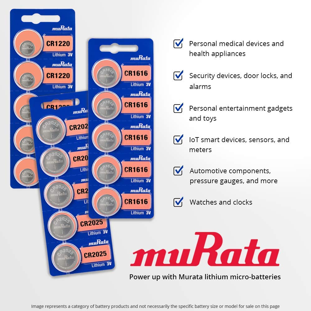 Murata CR2430 Battery DL2430 ECR2430 3V Lithium Coin Cell (5 Batteries)