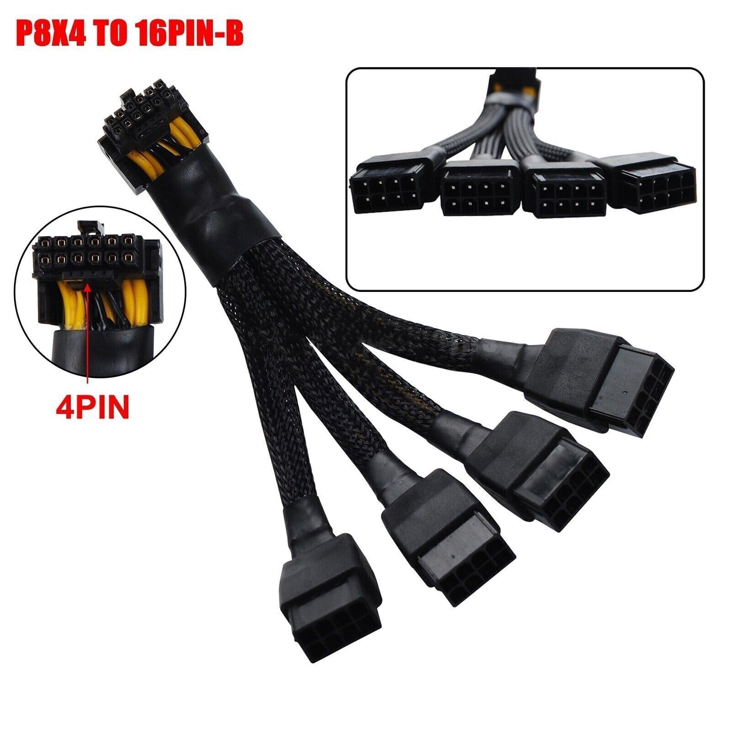 lilila-ree 12VHPWR 16 Pin 12+4 pin GPU Cable to 4X 8 Pin PCIe 5.0 Extension 90 Degree Angle Sleeved Adapter for GeForce RTX 4090 4080 4070Ti 3090Ti