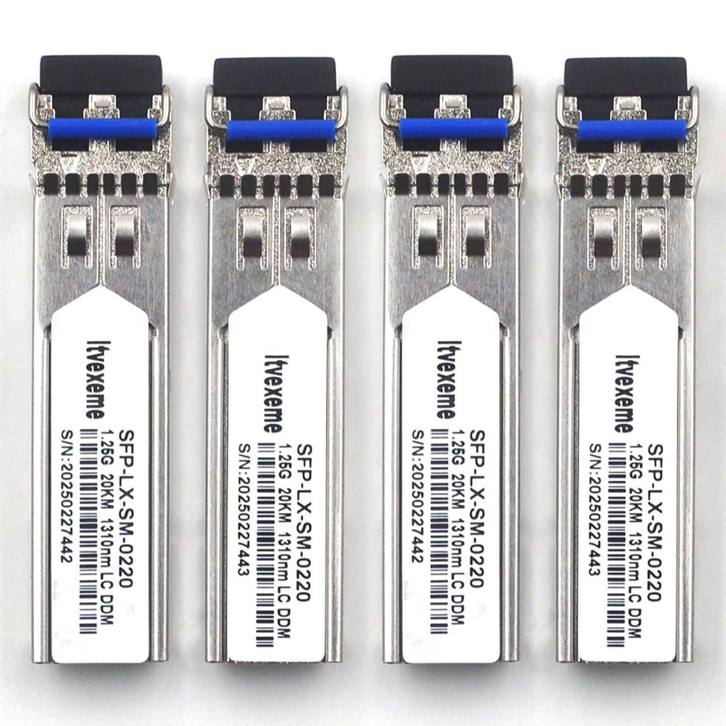 4 Pack 1.25G SFP Network Transceiver Module, 1000Base-LX Single Mode, 1310nm SMF, 20km, for Router, Network Card, Switch, Firewall etc