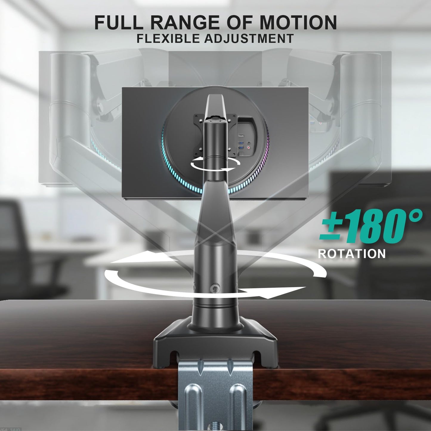 WALI Single Monitor Mount for 13-34 inch Screens, Adjustable Single Monitors Arm, Regular Screen up to 32 inch, 26.4lbs, Computer Monitor Stand