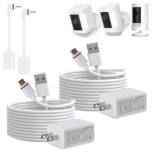 KAROTTO 10Ft USB-C Power Cord with Adapter Compatible with Ring Pan-Tilt Mount/Ourdoor Cam Plus/Stick Up Cam Battery Pro/3rd Gen/2nd Gen/Plug-in