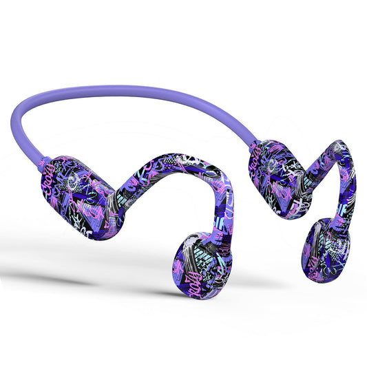 Mehomeli Kids Headphones, Bluetooth 5.2 Air Conduction Open Ear Headphones, 85dB Volume Limiting, Stereo Sound with Mic, IPX5 Waterproof, 20H