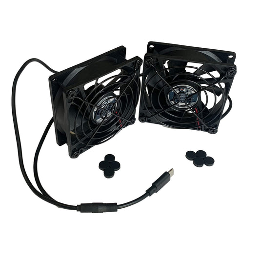 Coolerguys Dual 80x80x25mm USB-C Fans with Grills CG08025L05B2-C