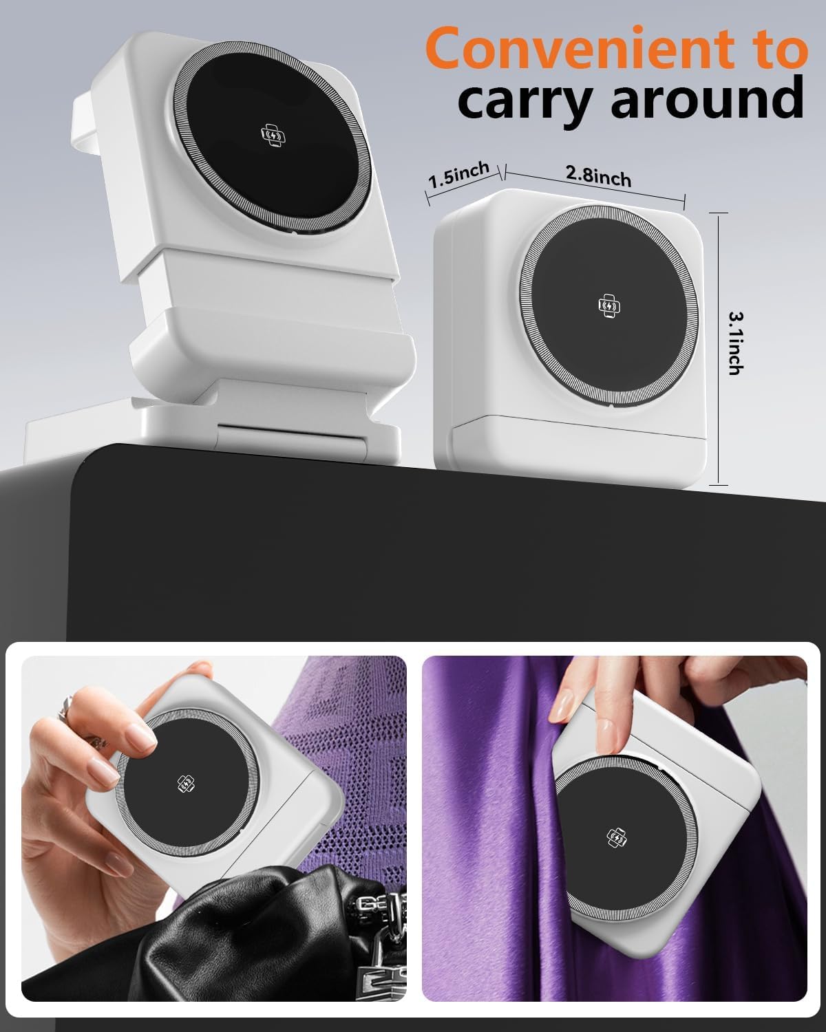 3 in 1 Foldable Wireless Charger, 15W Qi2 Magnetic Charger Stand for iPhone & Samsung, Apple Watch & Galaxy Watch, AirPods & Galaxy Buds