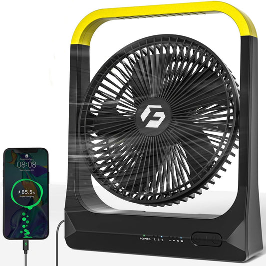 20800mAh Battery Powered Fan, USB-C Fast Rechargeable Portable Fan 80H Long Lasting, 8 Inch Outdoor Fan with 3350RPM Strong Wind, 4 Speeds & Timer