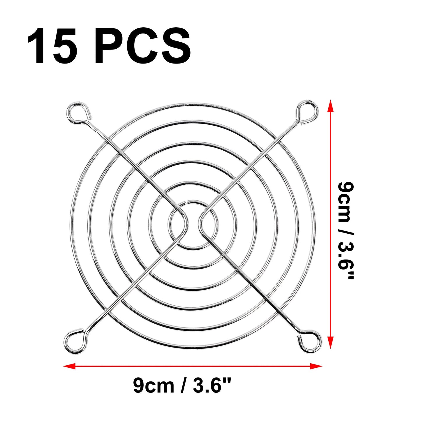 uxcell 90mm/3.6" Metal Fan Grill Fan Guard Protective Case - 15pcs