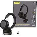 Jabra Evolve2 75 Wireless Headset Stereo UC w/Charging Headset Stand, USB Dongle, Compatible w/Zoom, RingCentral, Smartphones, Tablets, PC/MAC…