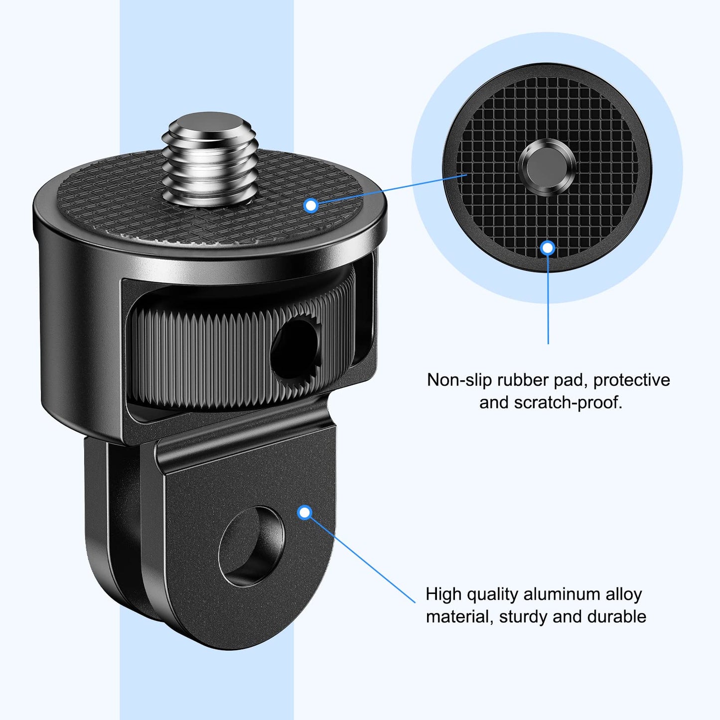 Starbea 2 Pieces Camera Tripod Mount for Gopro Adapter 360°Adjustable Aluminum Alloy Conversion Adapter for GoPro Hero, Insta360, Sjcam Action Cameras