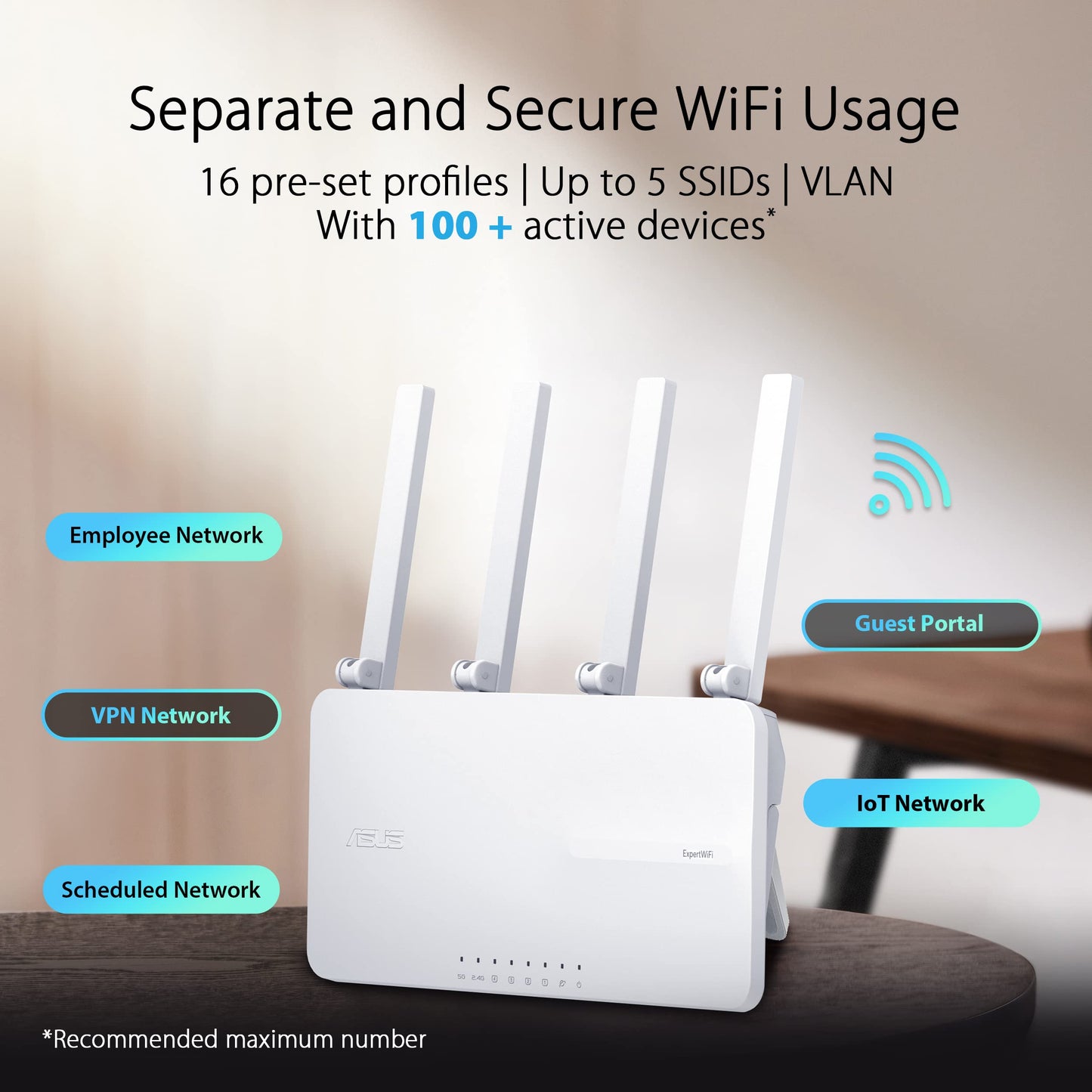 ASUS ExpertWiFi EBR63 AX3000 WiFi 6 Business Router - Custom Guest Portal & SDN, Easy Setup & Remote Management, Scalable with ExpertWiFi AIMesh, Free