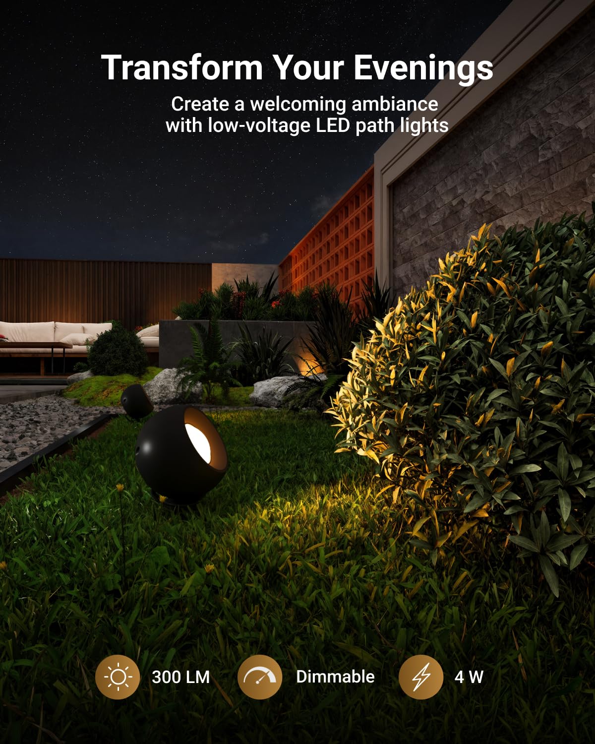Sunco LED Low Voltage Spotlight Revolver, Sphere Shaped Garden Landscape Lights Outdoor [Luces para Jardin], 4W, 300 LM, 3 CCT: 2700K/4000K/5000K, Wet