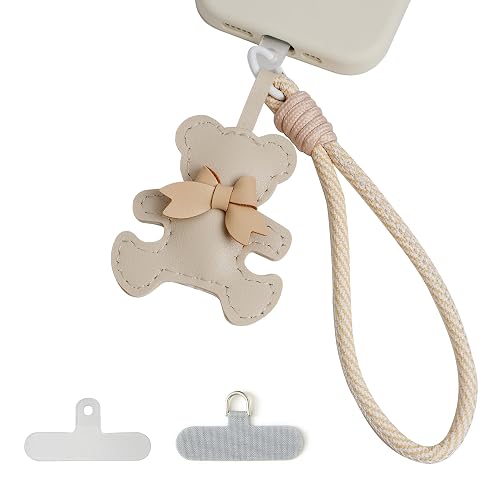 Spetase Phone Lanyard, Anti-Theft Phone Strap, Hands-Free & Detachable Cellphone Wrist Strap, Smartphone Charm & Bag Charm with Tether Tab (Creamy