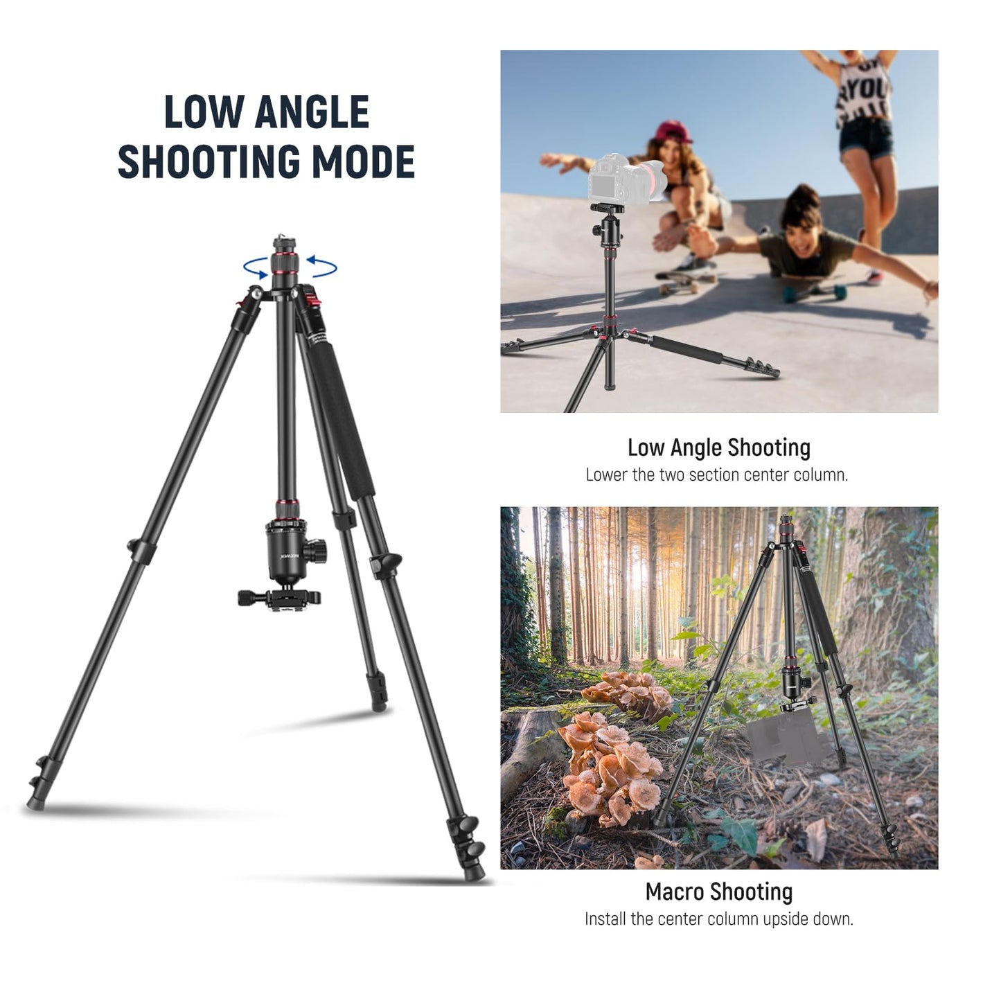 NEEWER 77” Camera Tripod Monopod with Phone Holder, Portable Travel Tripod with Remote, 360° Ball Head, 2 Axis Center Column, Arca QR Plate and Bag