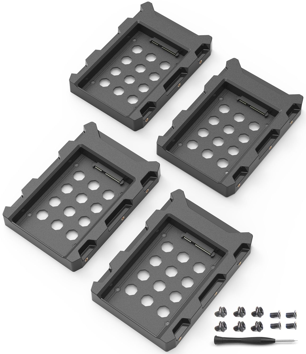 DecorStat 4 Pack SSD HDD Holder Mounting Bracket Hard Drive Adapter 2.5'' to 3.5'' SSD Bracket Converter Internal Hard Disk Drive Caddy Case Tray