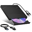 Wbacon External Blu-ray Drive, External Blueray/DVD Drive for PC External Bluray Burner with Extension Data Cable USB 3.0 Type-C Compatible