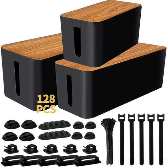 YUANYE Cable Management Box Cable Management Kit for Power Strip to Hide Wires,Cord Organizer Boxes,Safe ABS Material Wire Organizer of Cable Clips