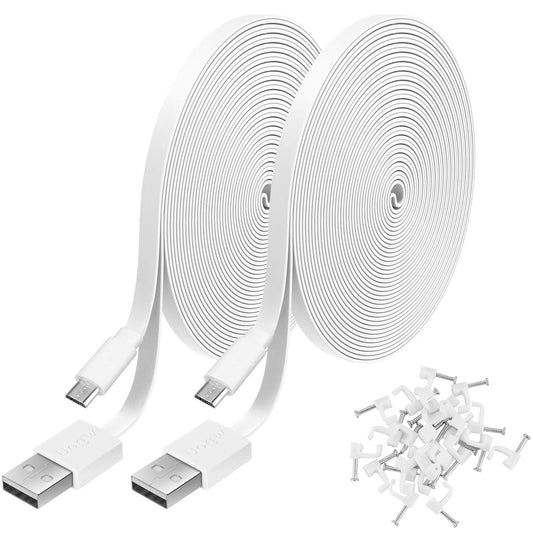 2 Pack 10FT Power Extension Cable for WyzeCam,Wyze Cam v4/v3/OG/v3 Pro,KasaCam Indoor,NestCam Indoor,Blink,Cloud Cam,USB to Micro USB Charging