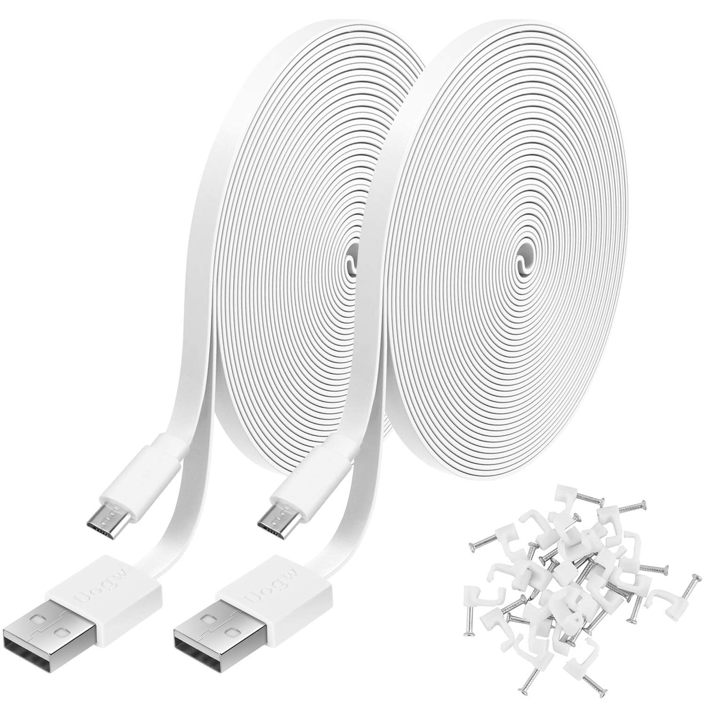 2 Pack 16.4FT Power Extension Cable Compatible with WYZE Cam v4,WyzeCam,WyzeCam Pan,KasaCam Indoor,NestCam Indoor,Blink,Amazon Cloud Cam,USB to Micro