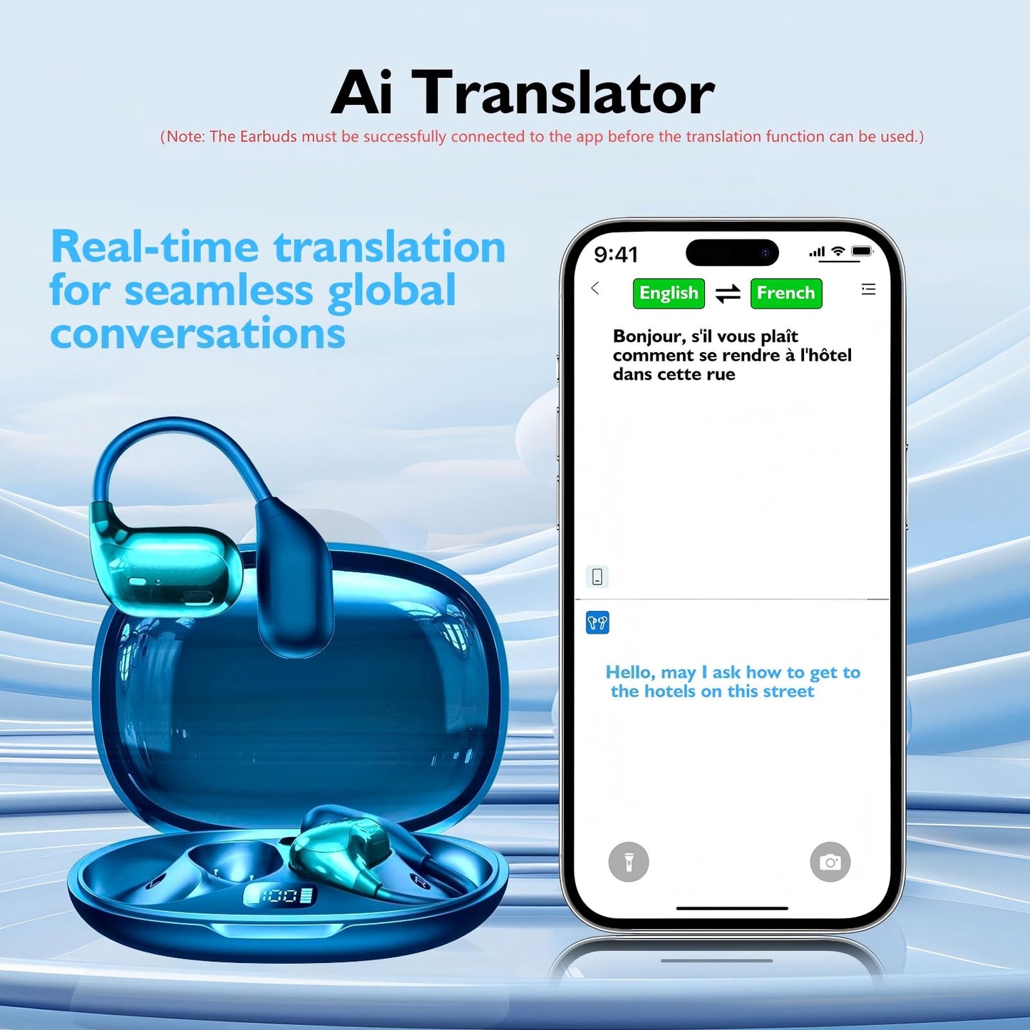 AI Real-Time Translation Earbuds | 2025 AI Translator Device with 144 Languages for iOS/Android | 3 in 1 Wireless Earbuds…