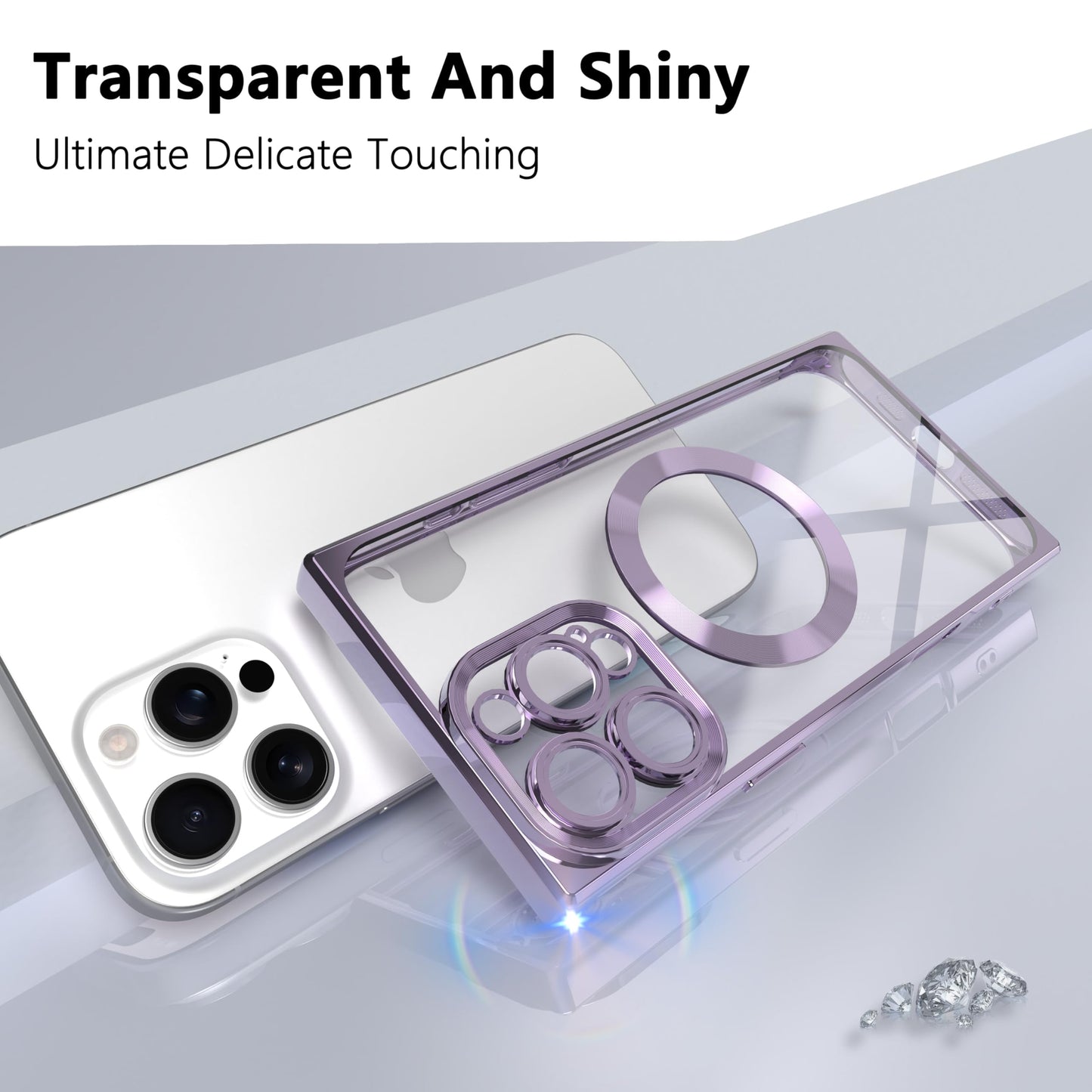 IAIYOXI Rectangle Magnetic Clear Case for iPhone 16, [Compatible with MagSafe],Soft Plating Phone Case with Full Camera Lens Protection,Anti-Scratch