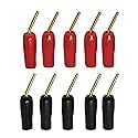 CERRXIAN Gold Plated 2mm Banana Plug Screw Type Audio Speaker Cable Connector Adapter(Black & Red,10-Pack)