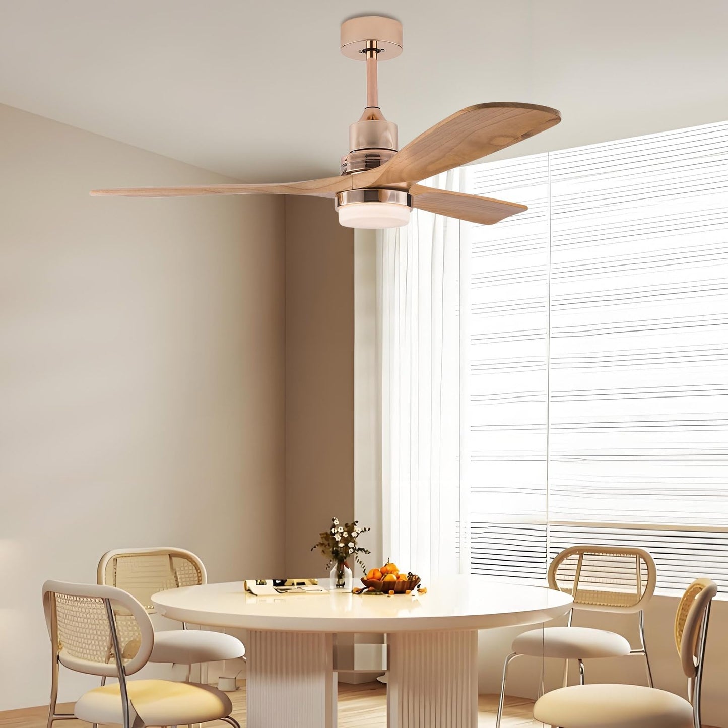 Tiozuiu 48 Inch Smart Ceiling Fan, Indoor/Outdoor Ceiling Fans with LED Lights (Warm, Warm White, White) and Remote, 6-Speed Timing Low Noise, Modern