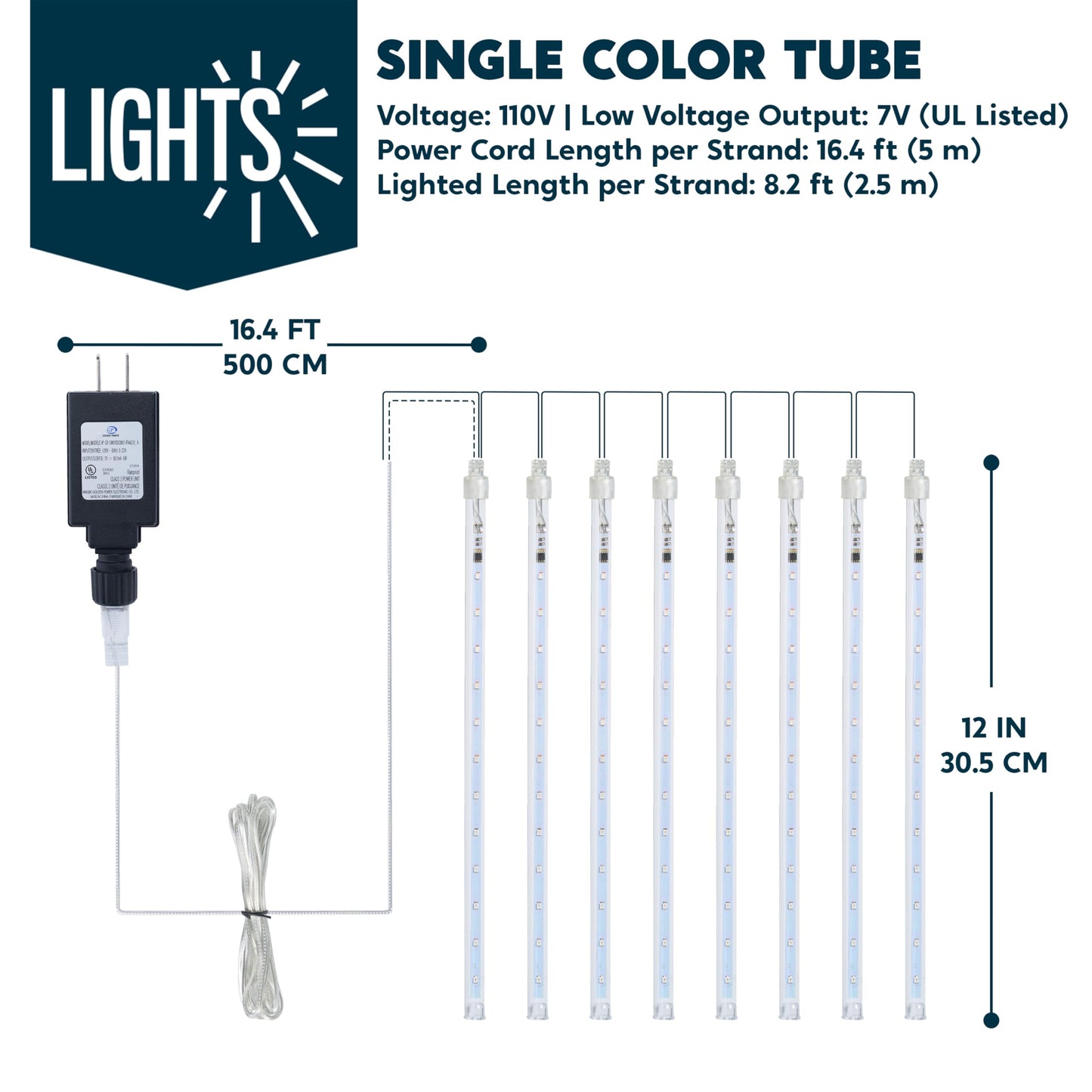 JOYIN Christmas Lights Outdoor,8 Tubes Meteor Shower Lights Blue,192 LEDs, Snowfall Icicle Cascading Rain Light for Christmas Tree Decorations