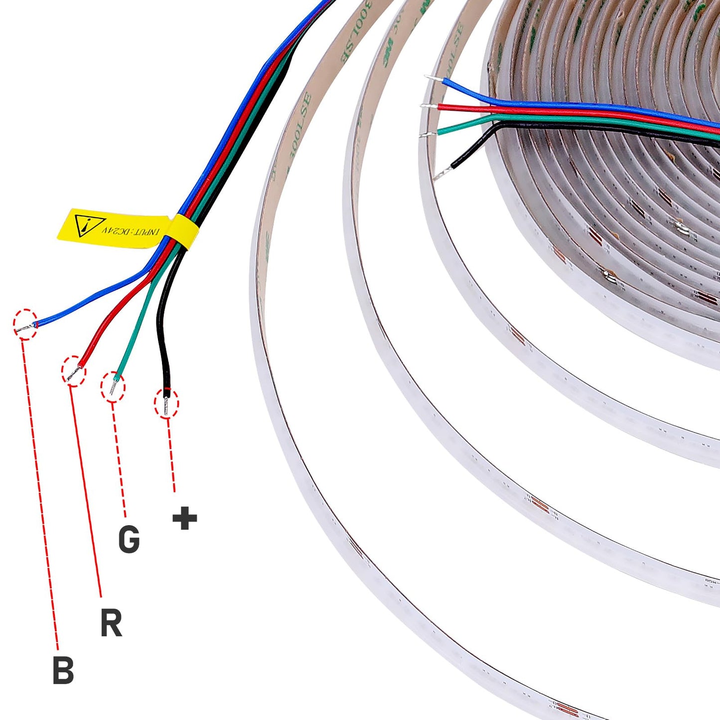 GOMING 24V 32.8ft/10M RGB COB LED Strip Light 576LEDs/M Flexible High Brightness 14W/M Uniform Glow IP20 No Waterproof LED Tape Lights for Bedroom