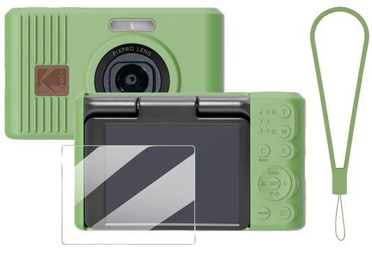 TUOOUT Silicone Protective case for Kodak Pixpro C1 Digital Cameras, with Screen Protector and Lanyard, for Kodak Pixpro C1 Accessories -(Matcha