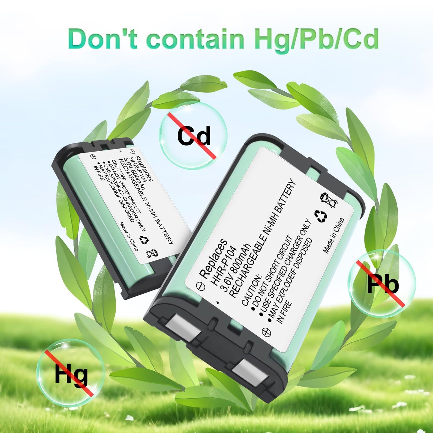 Triangle Power HHR-P104 NI-MH Rechargeable Battery for Panasonic 3.6V 800mAh AAA Battery for Cordless Phones