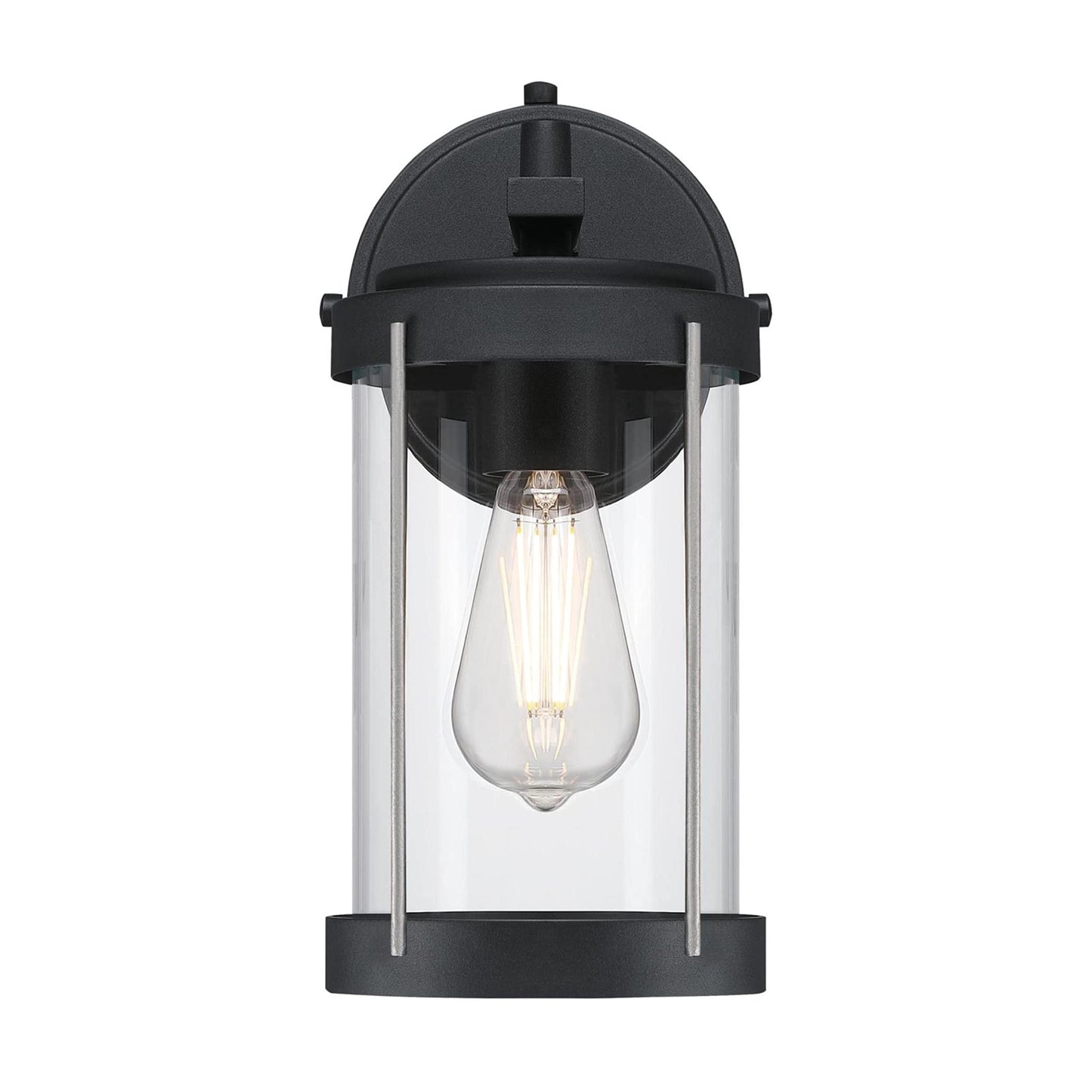 Westinghouse 6122100 Kezia Transitional One Light Outdoor Wall Fixture, Textured Black and Industrial Steel Finish, Clear Glass