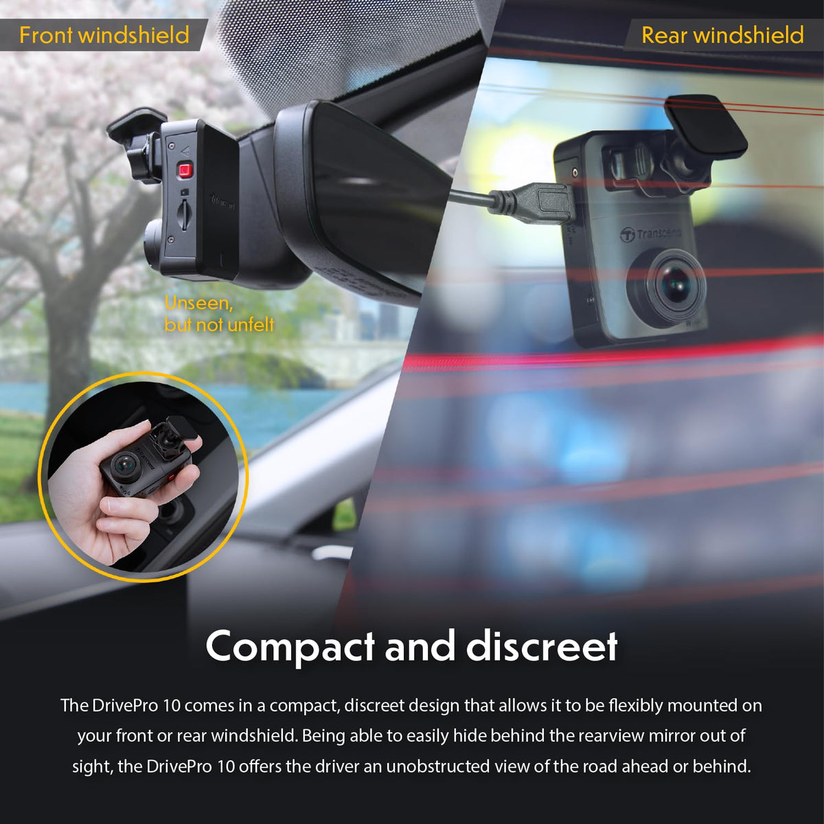 Transcend DrivePro 10 64GB Dashcam, 2K QHD 1440P, WiFi, G-Sensor