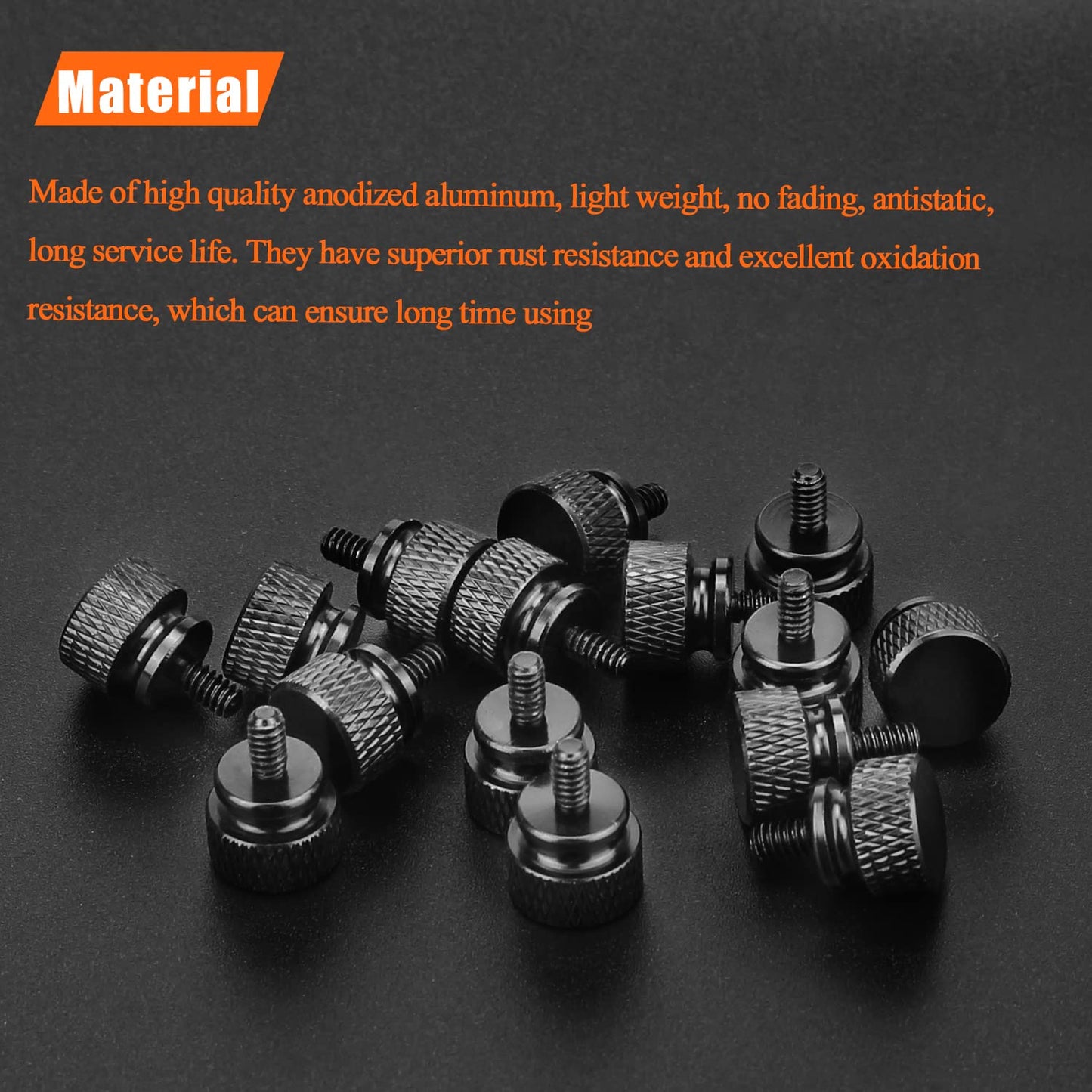HELIFOUNER 10 Pieces 6-32 Thread, Black Color Anodized Aluminum Computer Case Thumbscrews, Thumb Screws for Computer Case/Cover/Power Supply/Hard