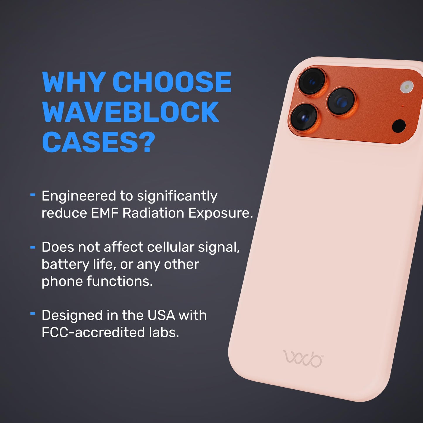 WAVEBLOCK EMF Protection Silicone iPhone Case Compatible with iPhone 17 Pro Max, Radiation Blocker, 5G Shield Reduction, Lightweight, USA Patented