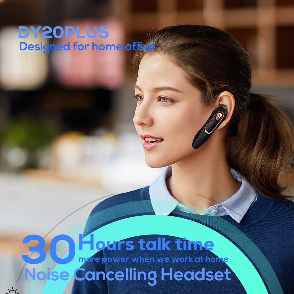 Micool Bluetooth Earpiece, Noise Canceling Trucker Headset, 30H Talking Time, 2 Microphones, Hands Free Bluetooth Earpiece for Cell Phones, Long