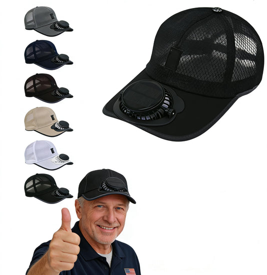 2026 New Solar Rechargeable Peak Cap 3-Speed Quiet Fan, Hands-Free Cooling for Outdoor Daily, USB/Solar Breathable Hat Black