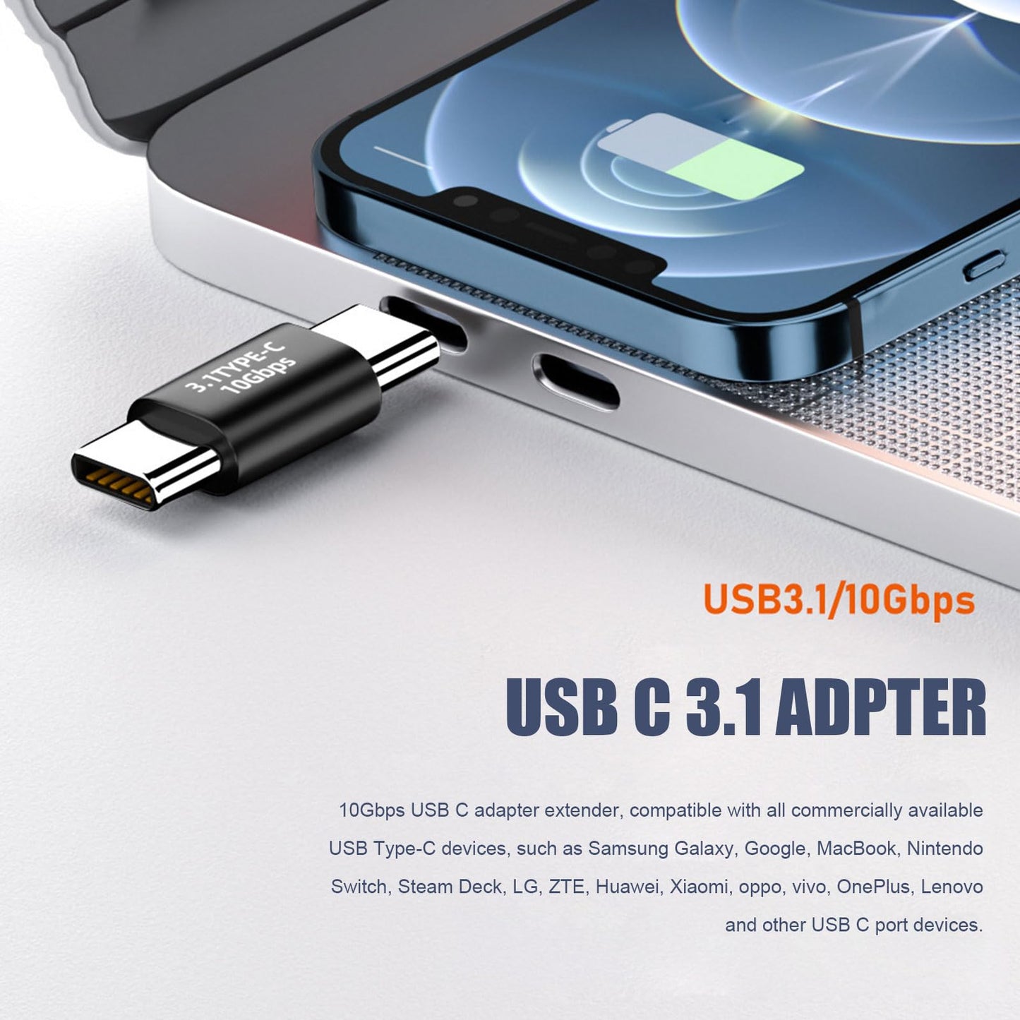 Pastall USB C 3.1 Adapter Set - 3 Styles: Male to Male, Female to Female, Male to Female - Type C Adapter Compatible With MacBook, Nintendo Switch…