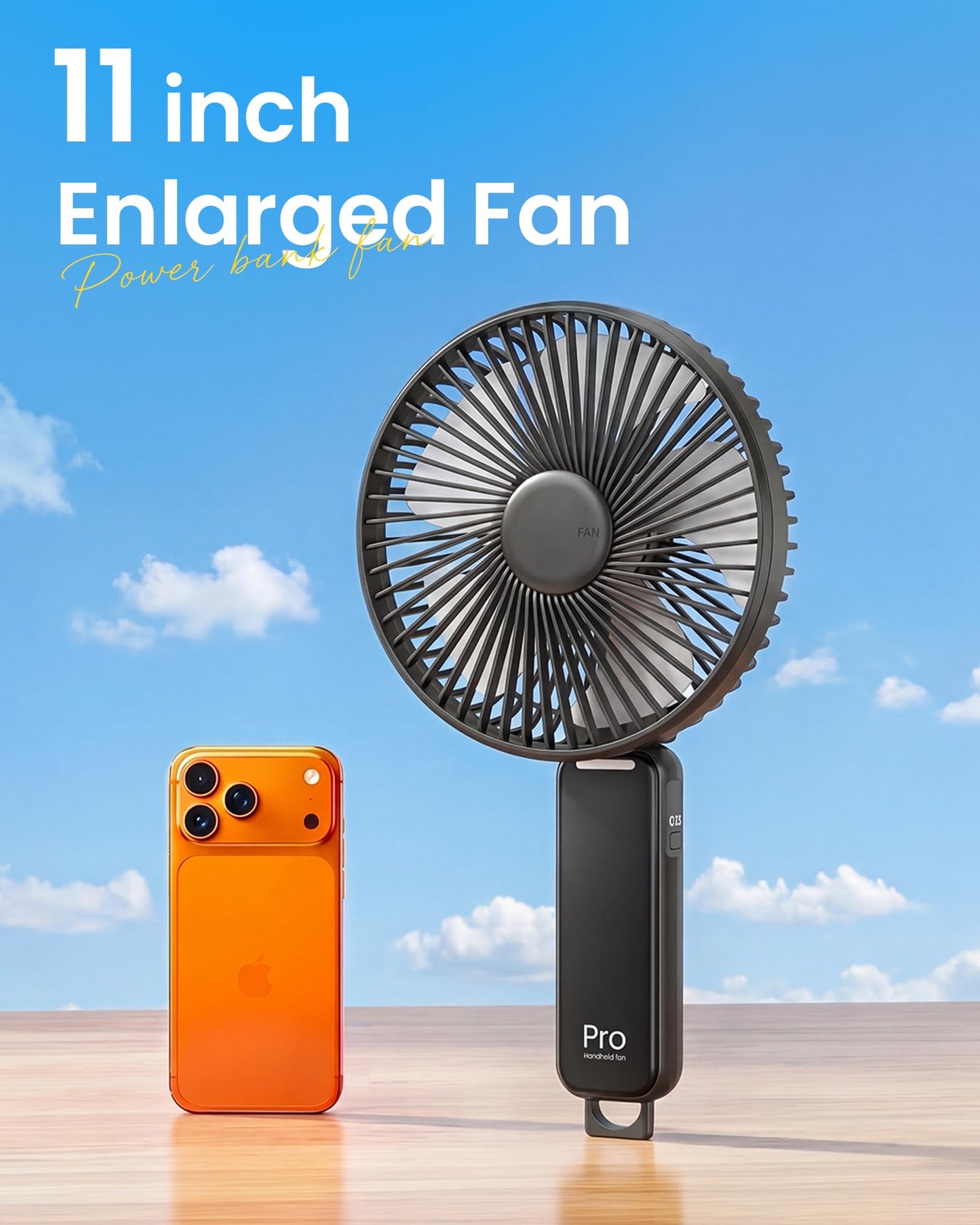 Novauxlume 6 Inch Handheld Fan Rechargeable, Portable Hand Fan with 6000mAh Batteryand Phone Charging, Quiet Powerful Personal Fan for Travel