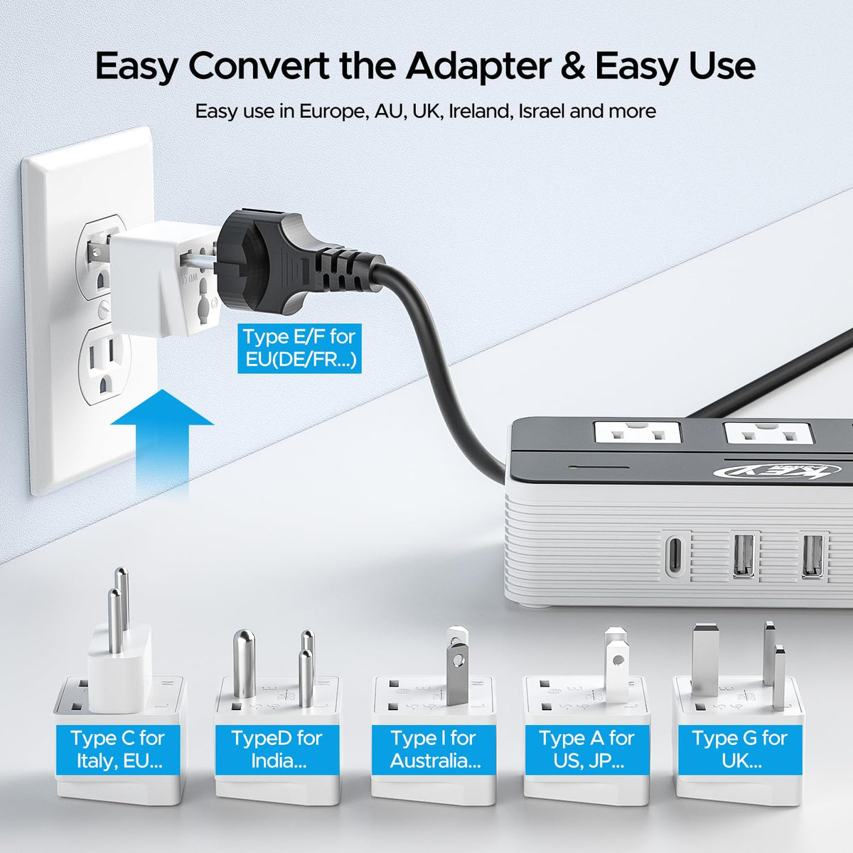 Key Power 230-Watt Step Down 220V to 110V Voltage Converter & International Travel Adapter/Power Converter with USB-C Port 18W - [Use for USA…