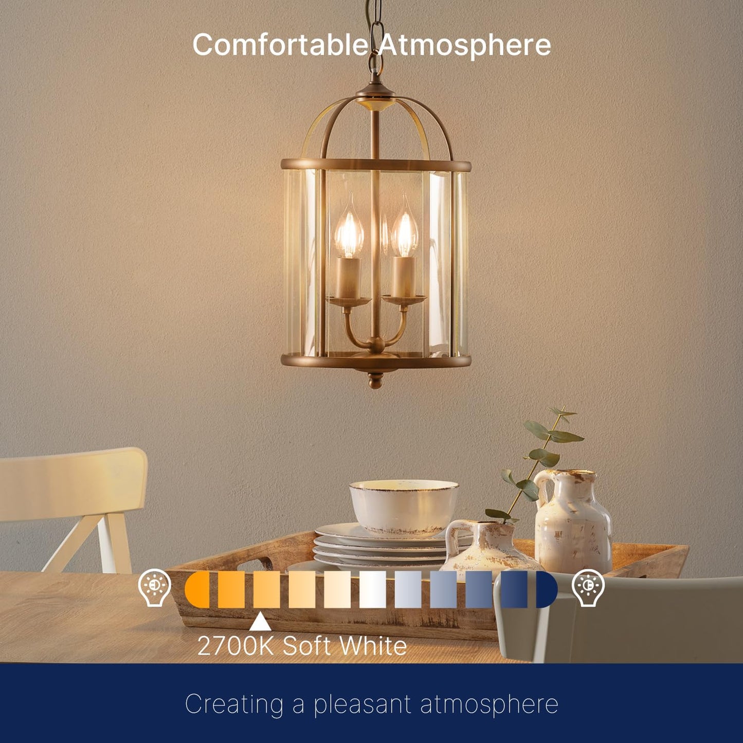 FLSNT LED 60 Watts Equivalent Chandelier Light Bulbs, CA11 Dimmable Filament Clear LED Candelabra Bulbs, E26 Medium Base, 2700K Soft White, 6 Pack